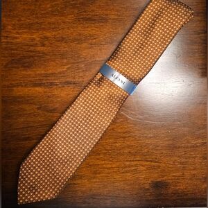 Alfani Men's Orange and Brown Checkered Tie